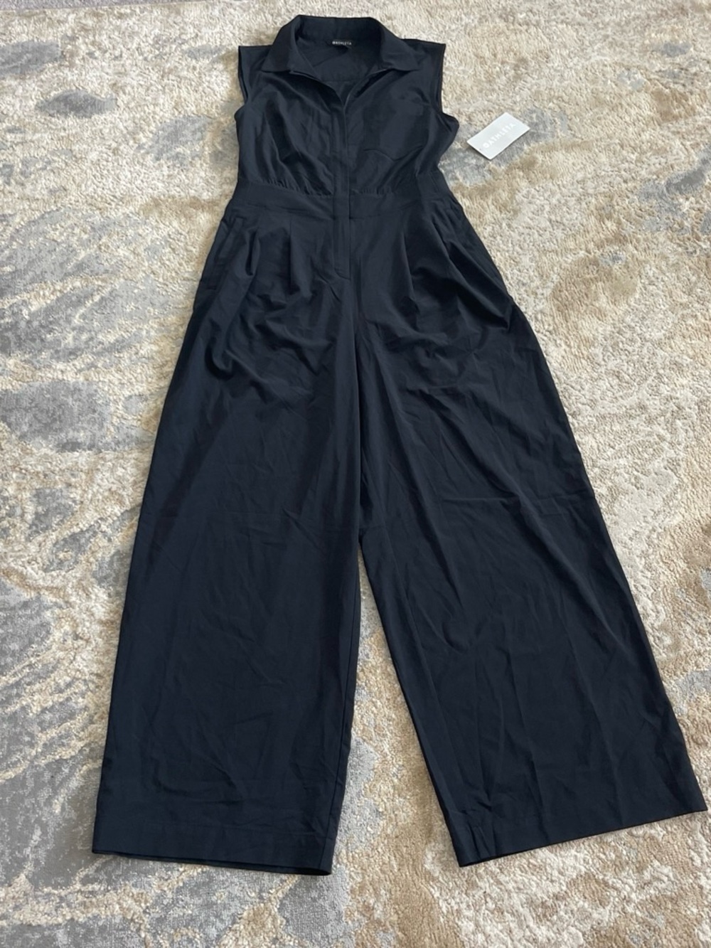 Athleta Black Sleeveless Wide-Leg Jumpsuit